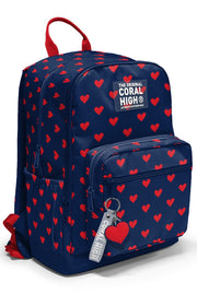 Coral High Lacivert Kırmızı Kalp Desenli Okul Sırt Çantası 33229