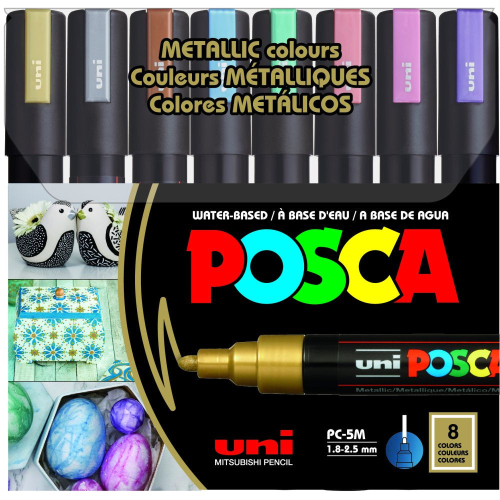 UNİBALL PC-5M/8C 1.8-2.5MM SU BAZLI POSTER MARKÖRÜ METALİK 8'Lİ