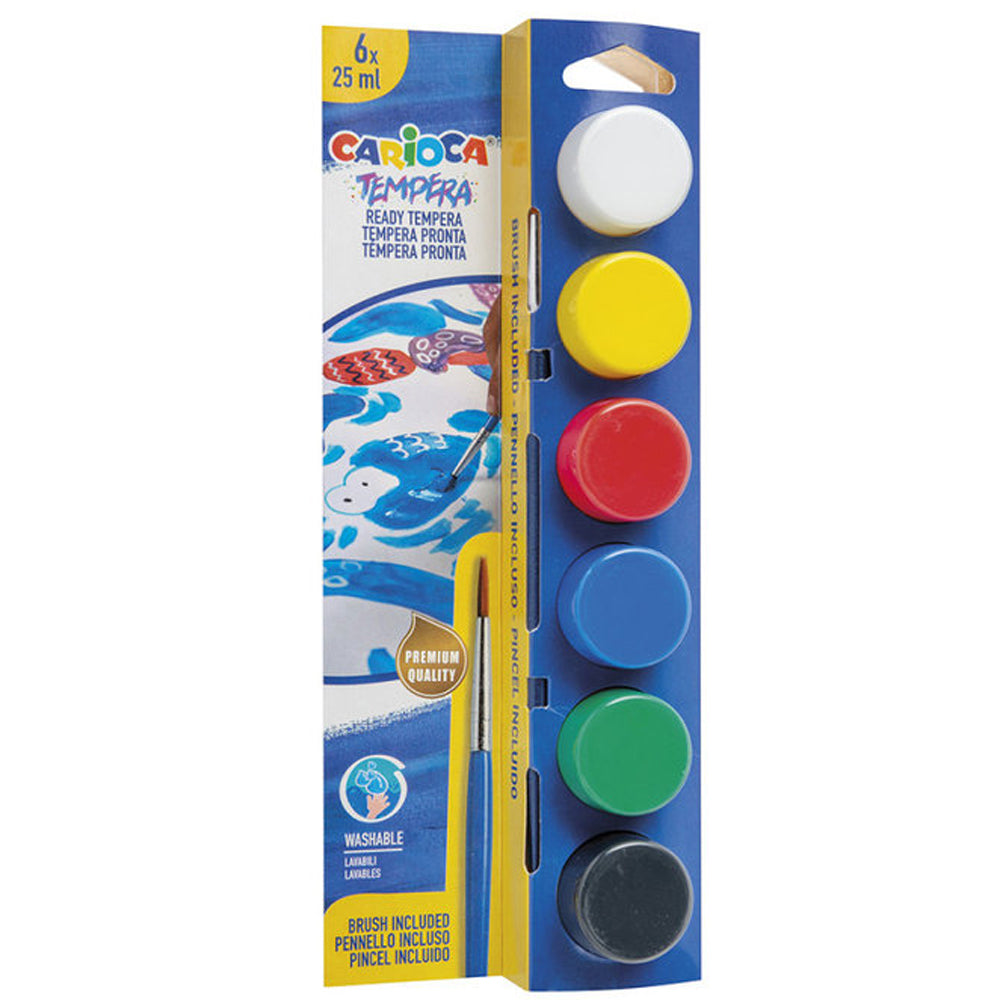 CARIOCA 40433 TEMPERA SULUBOYA SÜPER YIKANABİLİR FIRÇALI 6*25 ML 6 RENK