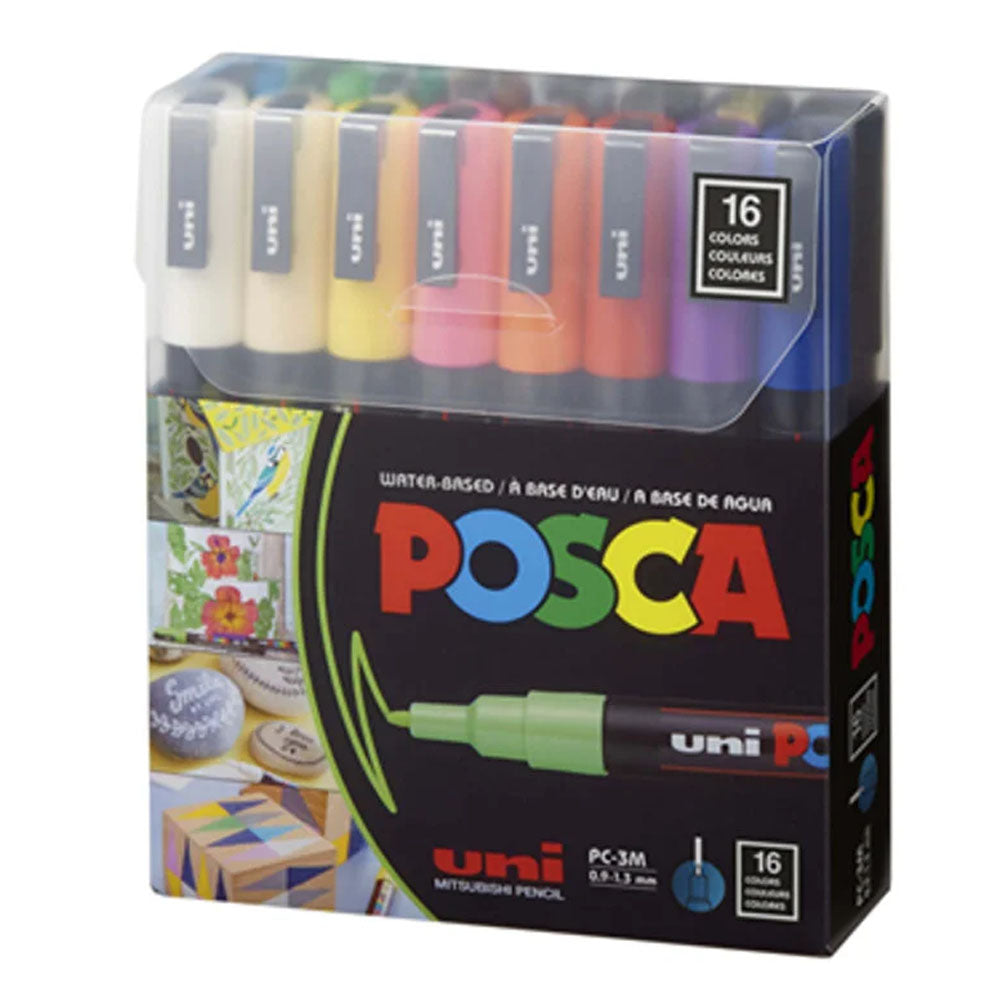 UNİBALL PC-3ML/16C POSCA 0.9- 1.3MM SU BAZLI BOYAMA MARKÖRÜ 16 LI
