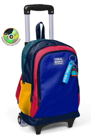 Coral High Kids Lacivert Sarı Kırmızı Üç Bölmeli Çekçekli Okul Sırt Çantası 34022