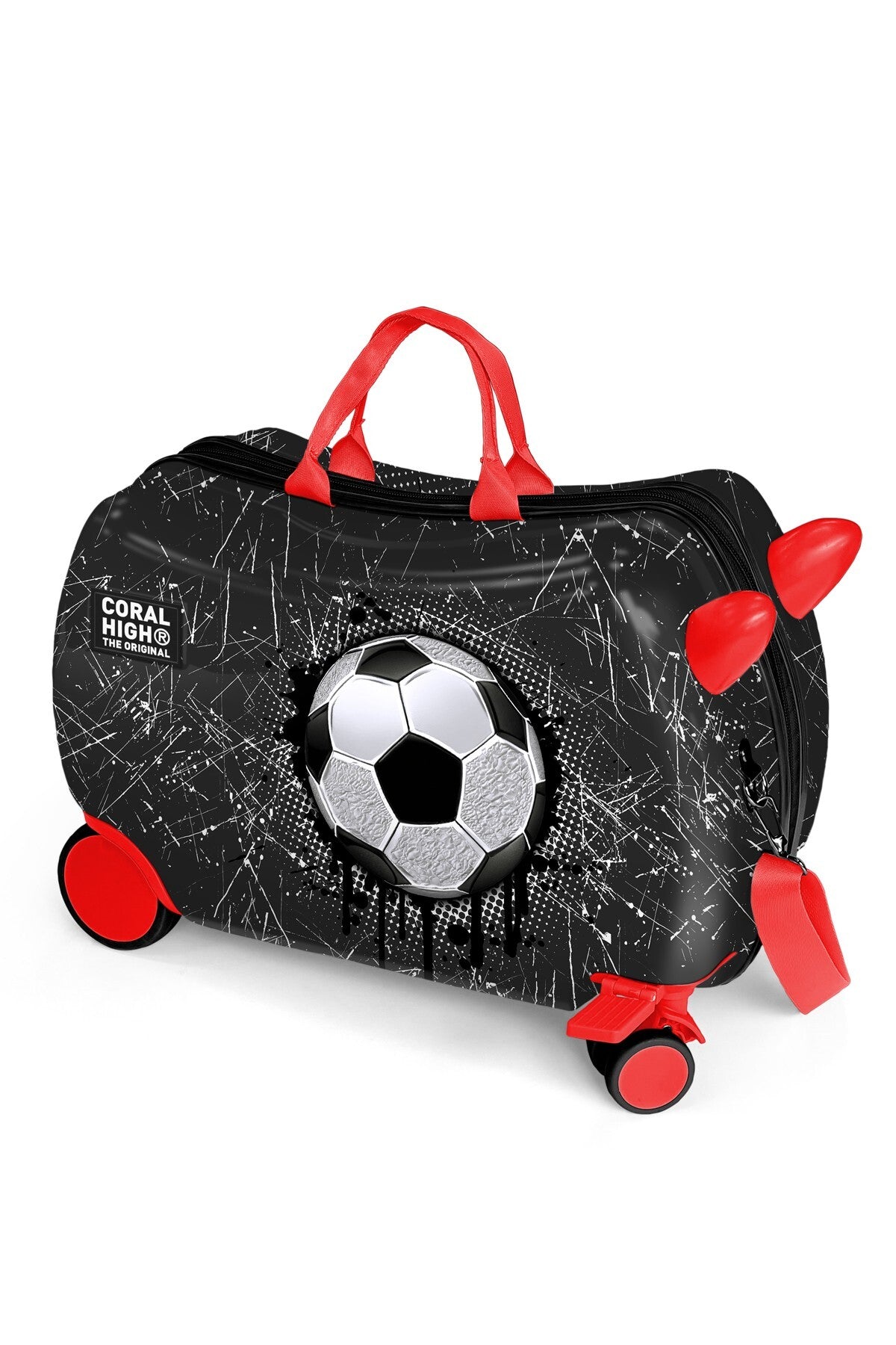 Coral High Siyah Kids Futbol Desenli Otur-Çek Çocuk Valizi 16369