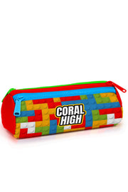 Coral High Kids Renkli Blok Desenli Üç Bölmeli Kalem Çantası 22091