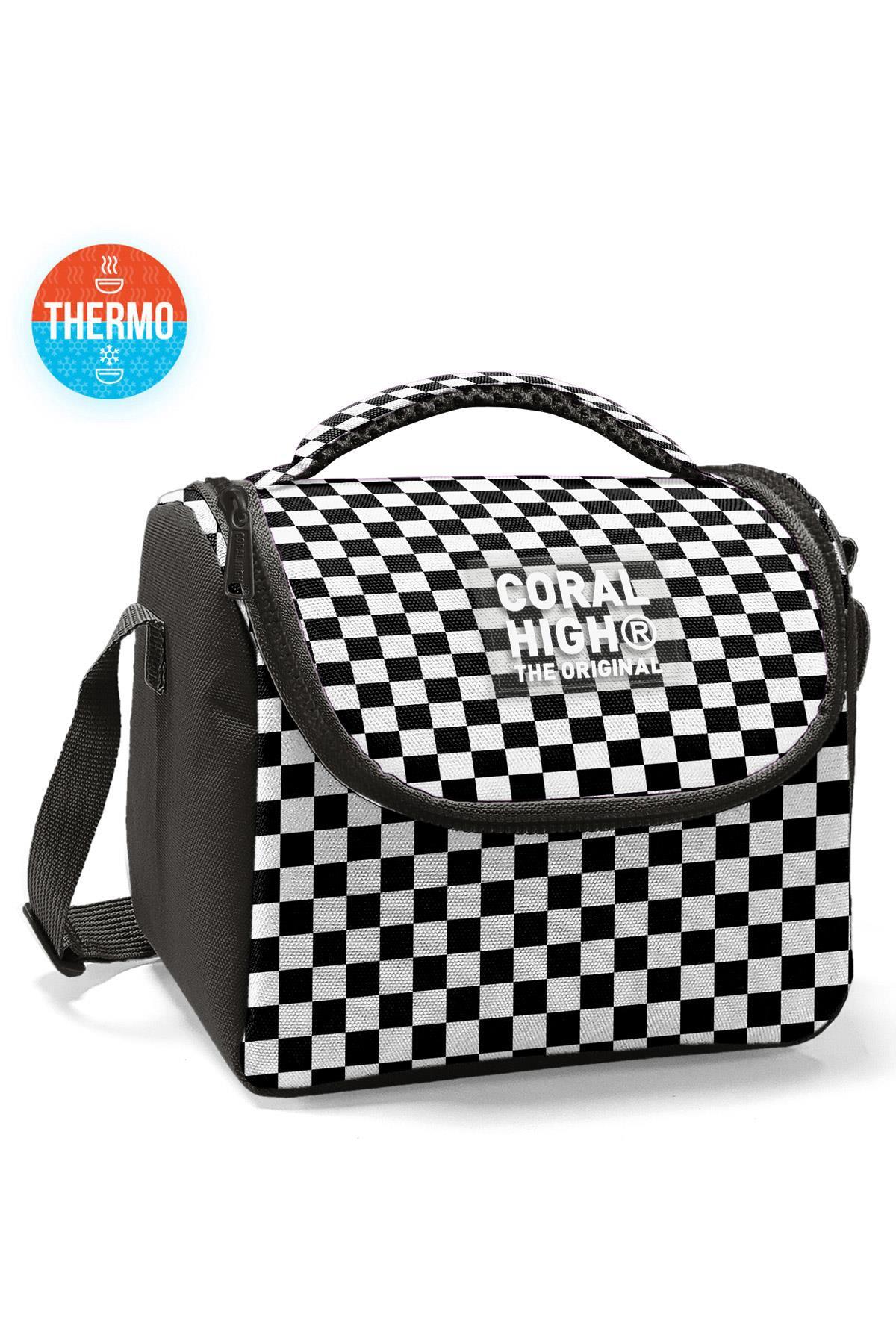 Coral High Kids Siyah Beyaz Dama Desenli Thermo Beslenme Çantası 22777