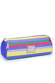 Coral High Kids Milka Gri Sarı Çizgi Desenli Üç Bölmeli Kalem Çantası 31002