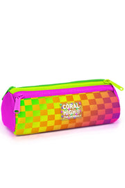 Coral High Kids Neon Renkli Dama Desenli Üç Bölmeli Kalem Çantası 31003
