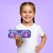 Coral High Kids Pastel Renkli Kelebek Desenli Üç Bölmeli Kalem Çantası 31006