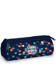 Coral High Kids Lacivert Geometrik Desenli Üç Bölmeli Kalem Çantası 31035