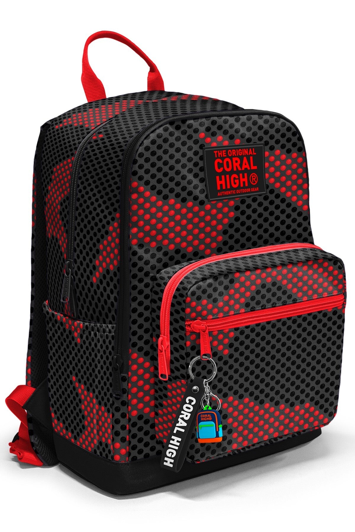 Coral High Siyah Kırmızı Desenli Okul Sırt Çantası 33233