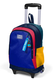 Coral High Kids Lacivert Sarı Kırmızı Üç Bölmeli Çekçekli Okul Sırt Çantası 34022
