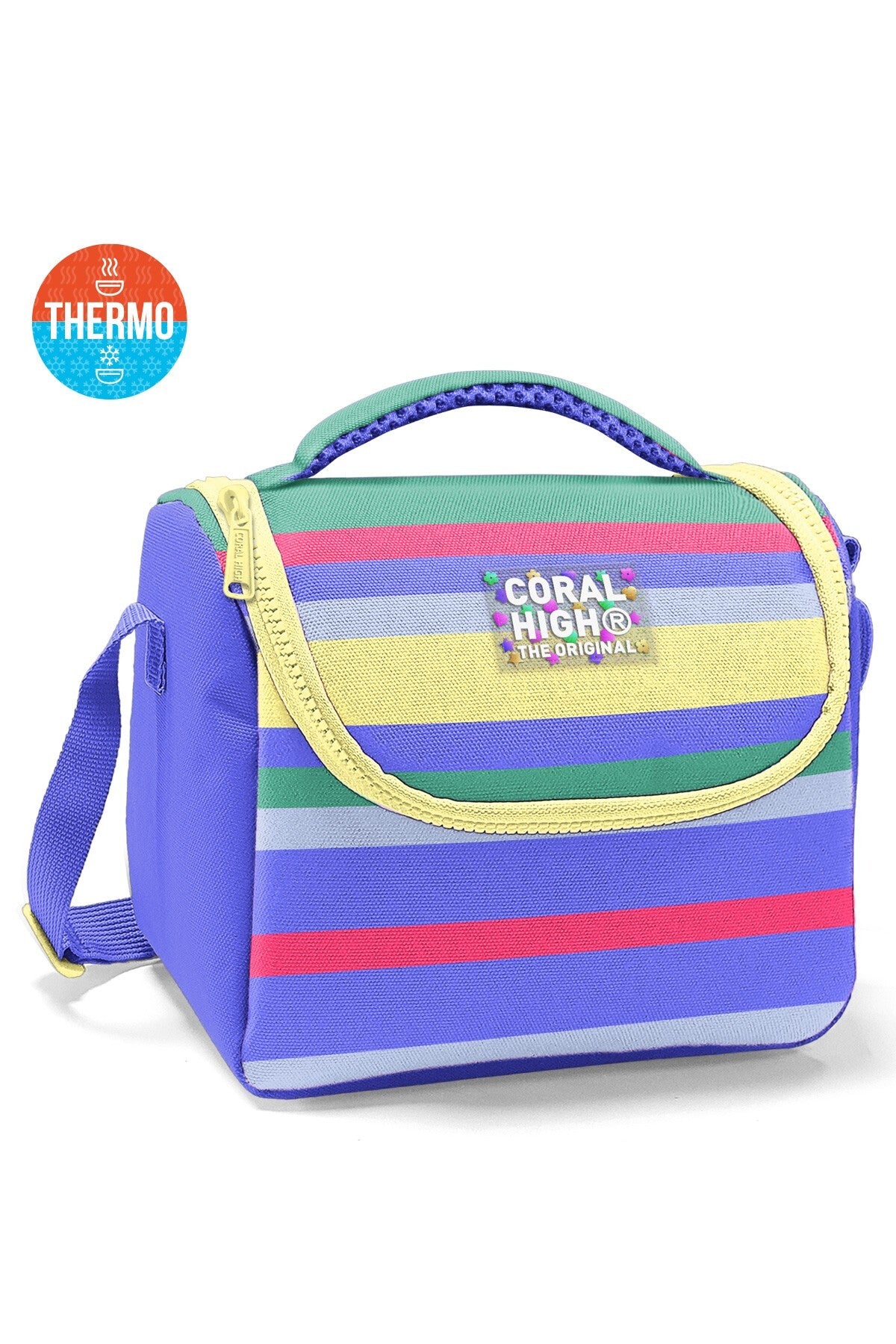 Coral High Kids Mor Sarı Lavanta Çizgili Thermo Beslenme Çantası 37102