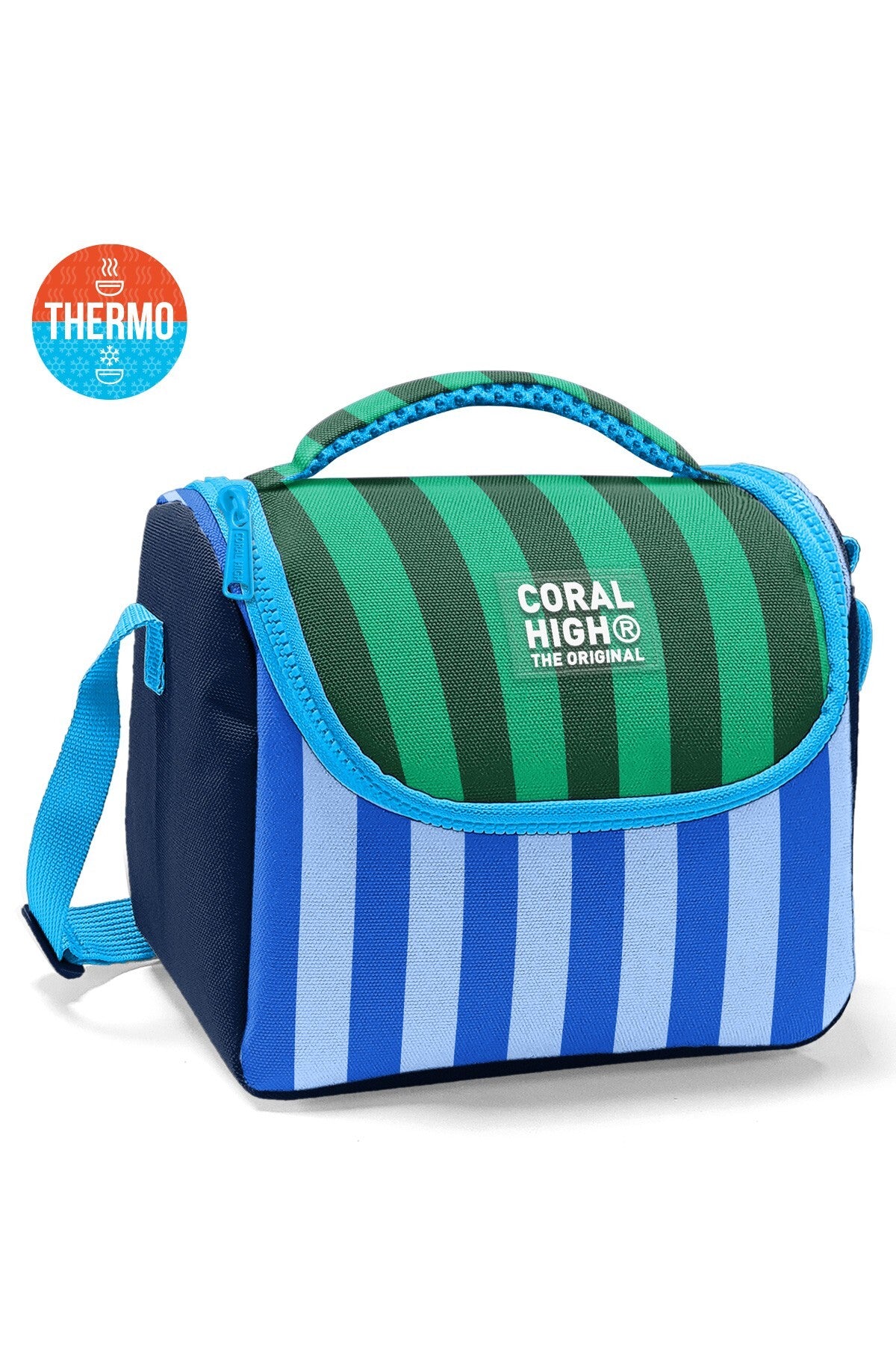 Coral High Kids Mavi Yeşil Çizgili Thermo Beslenme Çantası 37111