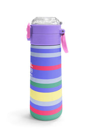 Coral High Kids Milka Gri Sarı Çizgi Desenli Pipetli ve Direkt İçim Çelik Termos 500 ml 38102