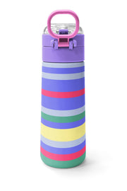 Coral High Kids Milka Gri Sarı Çizgi Desenli Pipetli ve Direkt İçim Çelik Termos 500 ml 38102