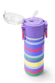 Coral High Kids Milka Gri Sarı Çizgi Desenli Pipetli ve Direkt İçim Çelik Termos 500 ml 38102