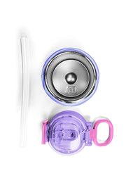 Coral High Kids Milka Gri Sarı Çizgi Desenli Pipetli ve Direkt İçim Çelik Termos 500 ml 38102