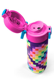 Coral High Kids Çok Renkli Piksel Kalp Desenli Pipetli ve Direkt İçim Çelik Termos 500 ml 38108