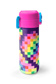 Coral High Kids Çok Renkli Piksel Kalp Desenli Pipetli ve Direkt İçim Çelik Termos 500 ml 38108