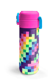 Coral High Kids Çok Renkli Piksel Kalp Desenli Pipetli ve Direkt İçim Çelik Termos 500 ml 38108