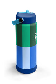 Coral High Mavi Yeşil Çizgi Desenli Katlanır Ağızlıklı Çelik Termos 650 ml 38311