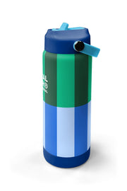 Coral High Mavi Yeşil Çizgi Desenli Katlanır Ağızlıklı Çelik Termos 650 ml 38311