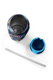 Coral High Lacivert Geometrik Desenli Pipetli ve Direkt İçim Çelik Termos 800 ml 38513