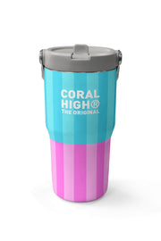 Coral High Renkli Çizgili Desenli Katlanır Ağızlıklı Çelik Termos 600 ml 38909