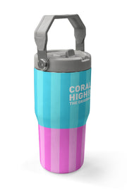 Coral High Renkli Çizgili Desenli Katlanır Ağızlıklı Çelik Termos 600 ml 38909