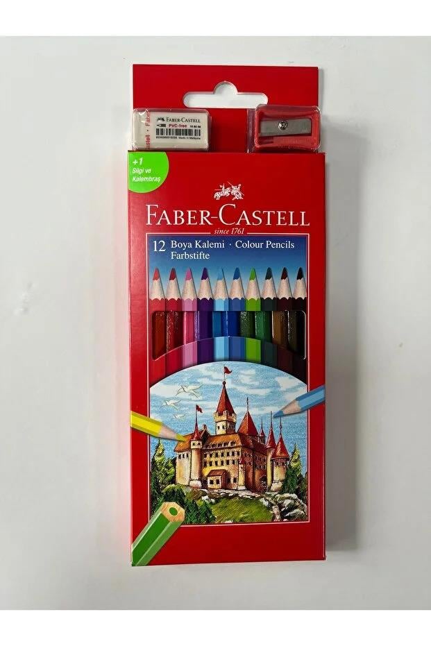 FABER CASTELL 12 Lİ +1 KELMTIRAŞ VE SİLGİ