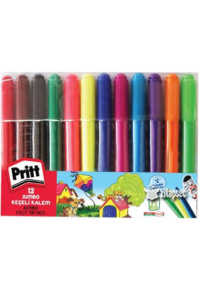 Pritt Keçeli Boya Kalem Jumbo Yuvarlak Uç 12 Renk