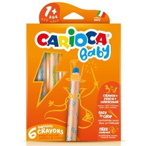 CARİOCA JUMBO BEBEK AHŞAP GÖVDELİ BOYA KALEMİ 3 IN 1 6'LI KALEMTRAŞ HEDİYELİ +1 YAŞ