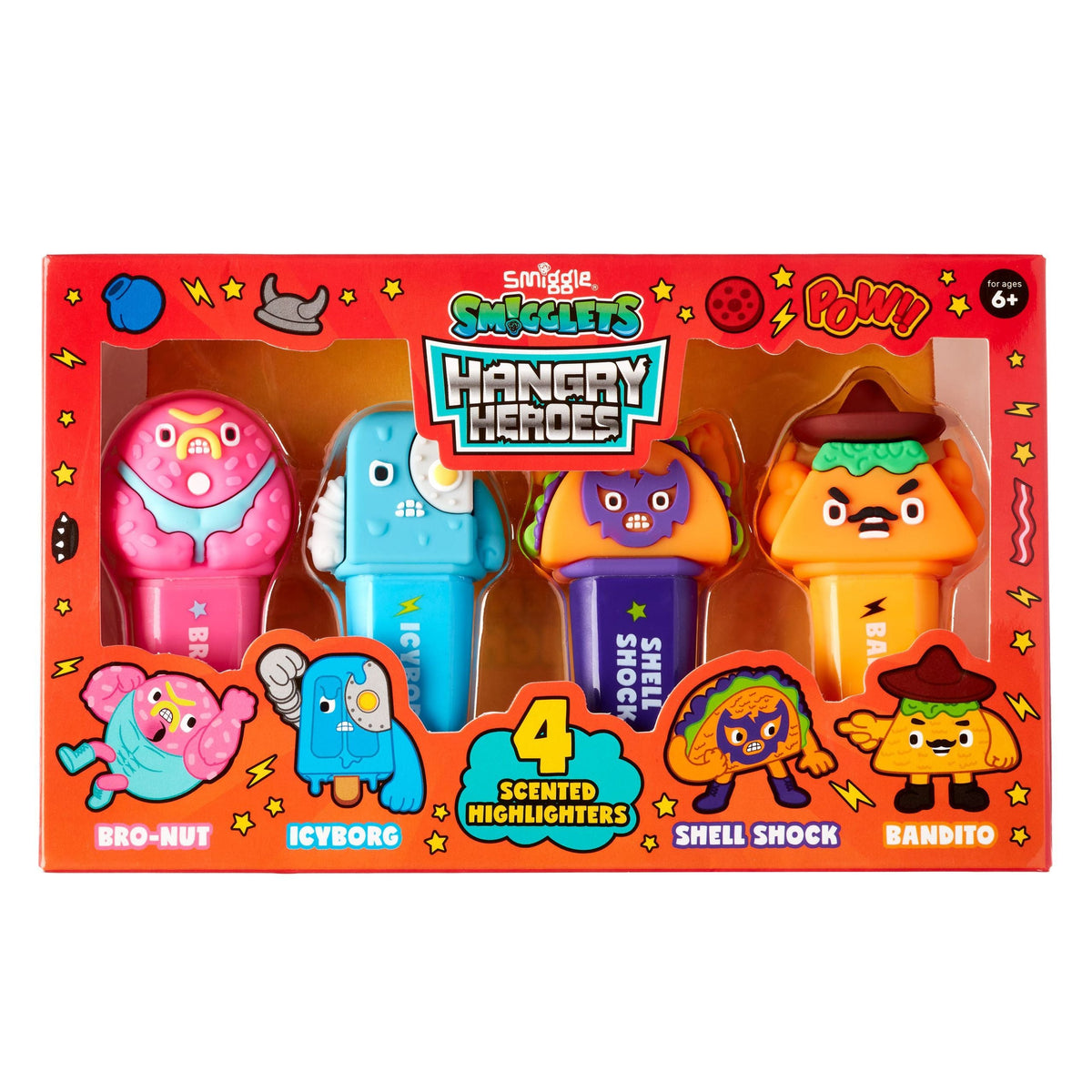 9332934325289 Smiggle - Smigglets Hangry Heroes Fosforlu Kalem Paketi X4